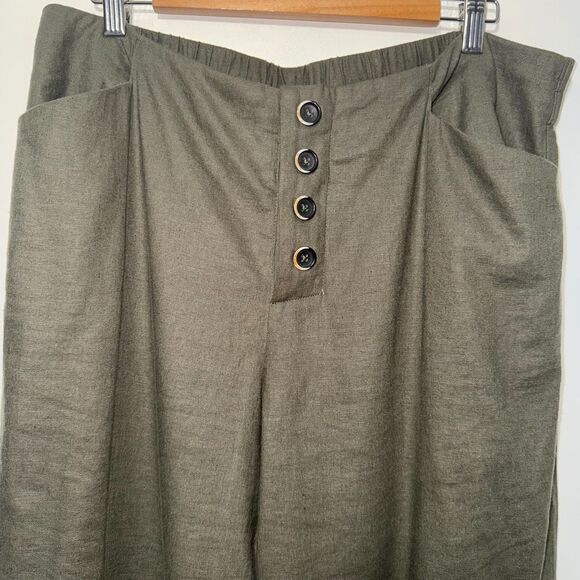 Universal Standard Coastal Linen Wide Leg Pant - Olive S 14/16 - Picture 4 of 10
